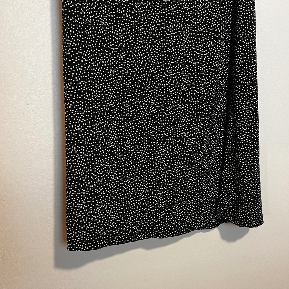 one clothing Black White Polka Dot Ruched Wrap Midi Dress Womens L - Picture 5 of 9